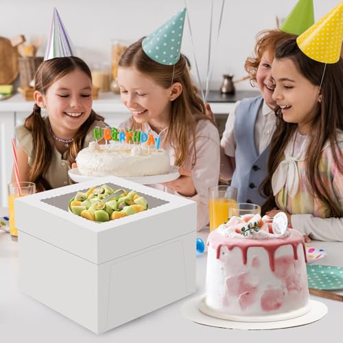 2 Pack Cake Boxes with Window, 12x12x8 Inches, for Wedding Birthday