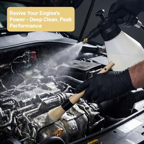 10 Pack Detailing Brushes, Parts Cleaning Brush Set for Auto Engine, Car Detailing, Wheels, Air Vents, Engine Bay Cleaner Tool with ABS Handle, Engine Cleaning Brushes for Tight Spaces