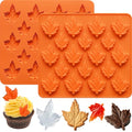 Maple Leaf Silicone Molds,2 Pack Fall Silicone Maple Mold 36 Cavity - color: Orange Maple Leaf