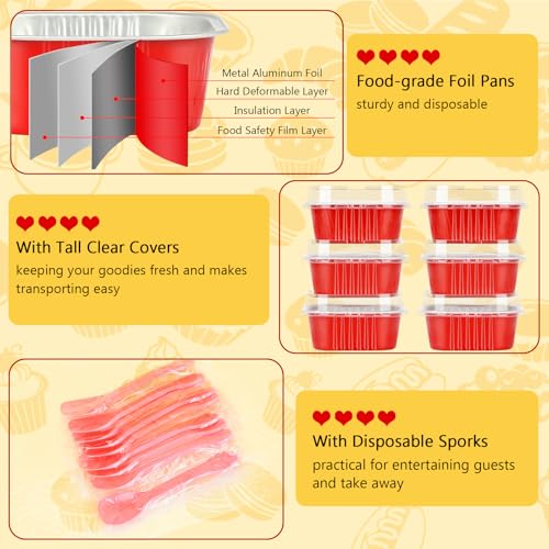 LNYZQUS 10oz Mini Cake Pans with Lids, Small Cinnamon Roll Containers - color: Red, size: Square- 10oz