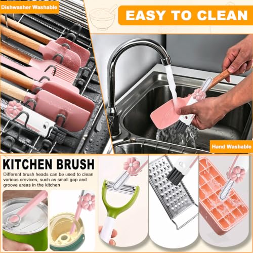 Silicone Spatula Set, 7 Piece Rubber Spatula Heat Resistant Baking Utensils - color: Blush Pink+Box