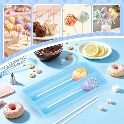 Antner Cake Pop Mold Set with Double Tray, Cake Pop Cutter, Lollipop Sticks - color: Blue (B)