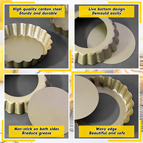 Tessco for you 16 Pcs Mini Tart Pans for Baking, Gold Round - size: 4 Inch (Round), style: Gold Round