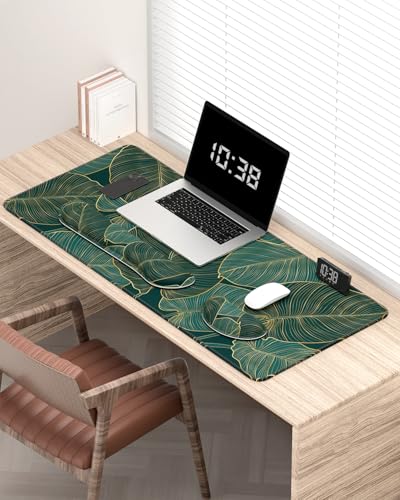 Large Mouse Pad with Wrist Rests for Keyboard & Mouse, Thick Soft Ergonomic Memory Foam Wrist Supports, Big & Long Desk Mat 35.5 x 15.7 in, for Office Gaming Computer, Tropical Leaf - color: Beach Palm Tree Leaves
