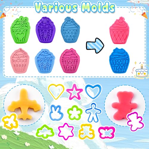 Dough Tools 49pcs Dough Tools Play for Kids Includes Cutters,Roller,Rolling Pins,Safety Scissors,Plastic Knife,Birthday Cake Molds - style: 49pcs