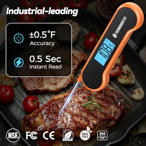 0.5 Sec Instant Read Meat Thermometer Digital for Cooking, Orange - color: Orange