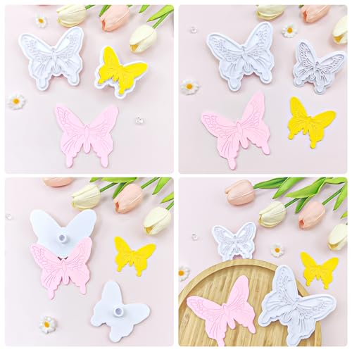KALAIEN 2pcs Butterfly Sugarcraft Cookie Cutters