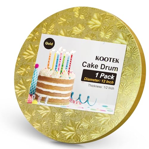 Kootek Cake Board 12 Inch Round Cake Drum Base para Pastel, 1 Pack Gold - color: Gold, size: 12 Inch