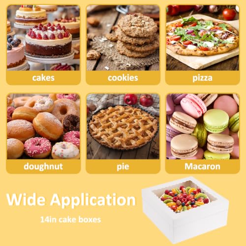 Moretoes 12pcs 14x14x6 Inch Cake Boxes for Tier Cakes for Wedding, Birthday - size: 14*14*6in