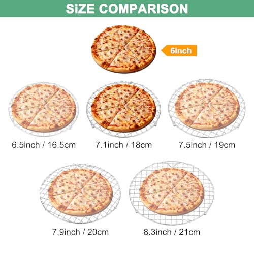 M METERXITY Cooling Rack, 7.1" Round Stainless Steel Baking Rack with 20mm Legs for BBQ/Cooking/Roasting/Grilling/Steaming/Drying, Wire Cooling Rack for Baking [Silver] - size: 7.1"