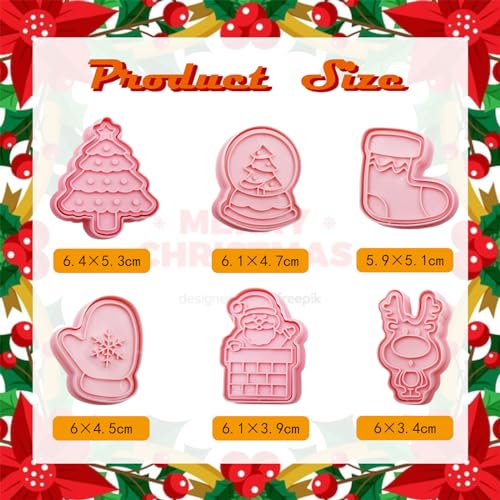 24pcs Chrismas Cookie Cutters Stamps Biscuit Baking Tools Embossing Cookie Molds - style: Christmas