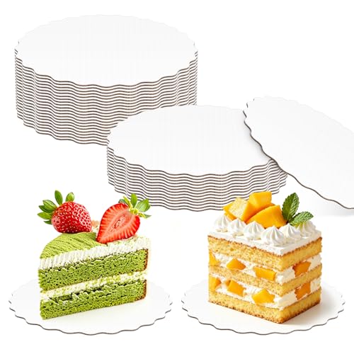 30 Pack 6 Inch Round Cake Boards,White Wave Cardboard Cake Rounds - color: White, size: 6 Inch - 30 Pack, style: Wavy Edge