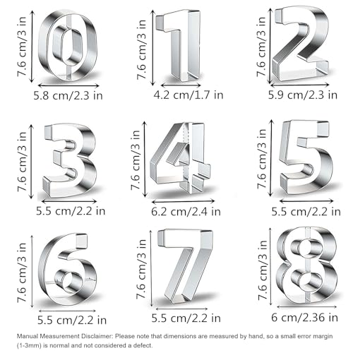 Comais Number Shaped Cookie Cutters Stainless Steel 9Pcs 3in Round Corners - size: 3-Inch Round Corners