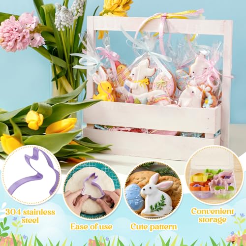 Yaocom 10 Pcs Multicolor Easter Cookie Cutter Set Large Bunny Cookie Cutter with Chick Carrot Egg Rabbit Holy Cross Daisy butterfly Shapes with Storage Box for Easter Spring Holiday Baking Gift - style: Easter Style