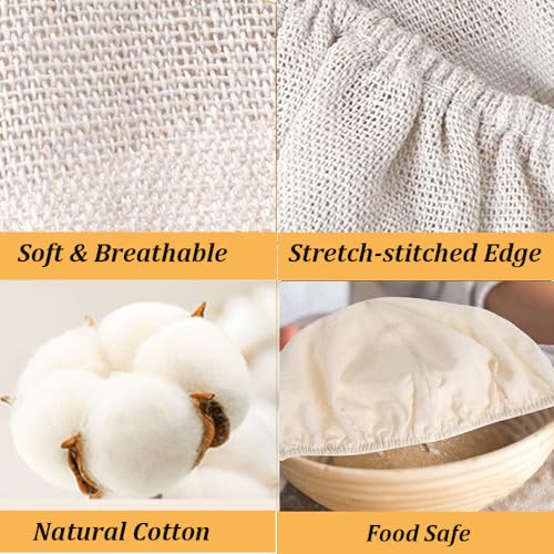 4 Pcs Banneton Proofing Liners,10 Inch Bread Basket Liner,Reusable Rattan Banneton Liner Cloth Cover for Bakery Home Baking,2 Round and 2 Oval Proofing Covers - size: 2 Piece Round+ 2 Piece Oval