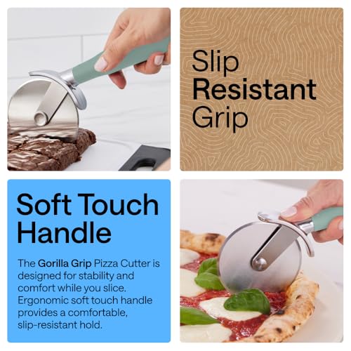 GORILLA GRIP Patented Stainless Steel Large Pizza Cutter Wheel, Mint - color: Mint