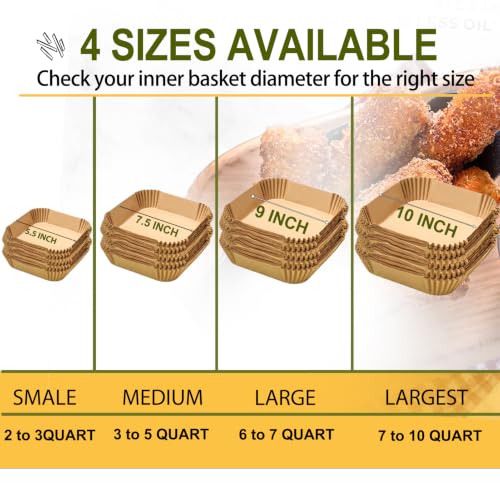 Air Fryer Liners for Instant Pot 4QT Vortex Plus 6-in-1 Mini Air Fryer, 7.5 Inches 150Pcs parchment paper liners for Chefman 3-5QT Air Fryer, Baking Roasting Microwave (Pack of 2) - size: 7.5''Square (Pack of 2)