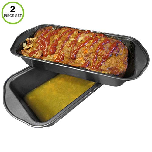 2 Sets Meatloaf Pan-2 Piece Set-Drains Fat-Non Stick-Bread-More Flavor - size: 2 Sets