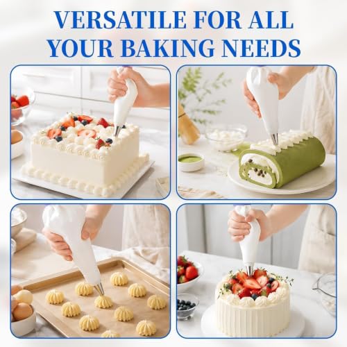 Cotton Piping Bags and Tips Set, 15Pcs Reusable Cake Decorating Kit