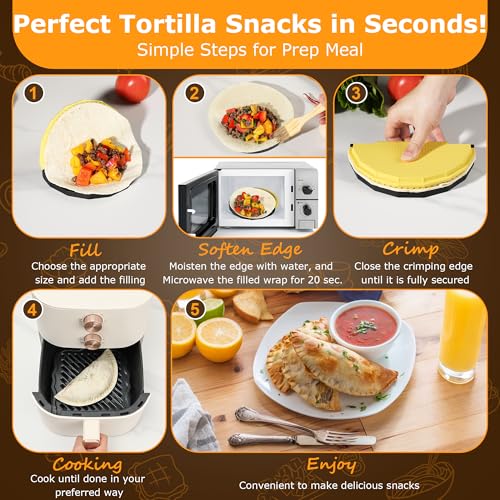 Tortilla Sealer Crimper Maker - for 10"+8"+6"+4" Flour Tortillas - color: Black Yellow