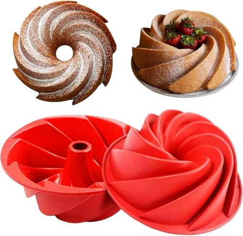 saphe Silicone Heart Shaped Fluted Cake Pan, Silicone Bundt Cake Pans - 8 inch Nonstick silicone Cake Pan for Bundt Cakes,Fluted Cakes and Brownies, 2 packs (10inch 2 packs) - size: 10inch 2 packs