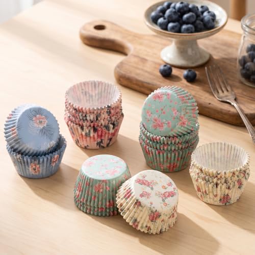 100 Count Cup Cake Liners Paper, Floral Cupcake Liners for Baking
