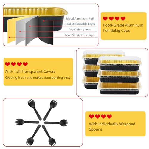 LNYZQUS Mini Loaf Pans with Lids 100 Pack, 6.8oz Small Cake Tins - color: Black, size: 6.8 oz
