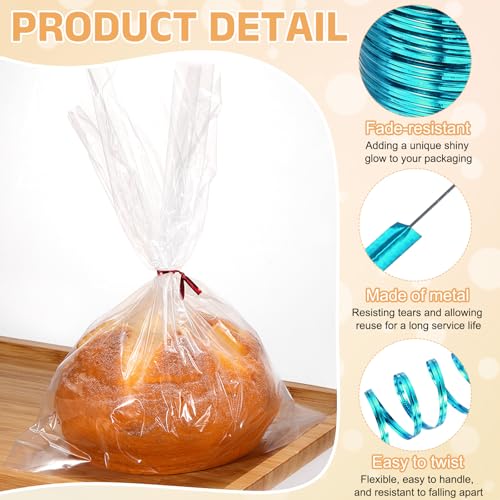 Metal Twist Ties, Metallic Twist Ties Roll Bread Twisty 350 Yard - color: Lake Blue