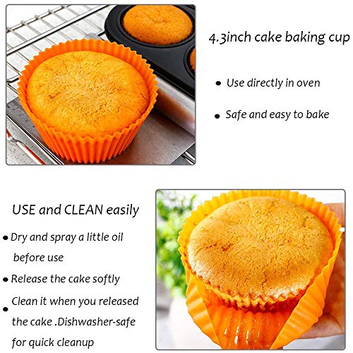 Webake Silicone Baking Cups, 4.3 nch Jumbo Nonstick Cupcake Liners 12-Pack - size: 4.3"