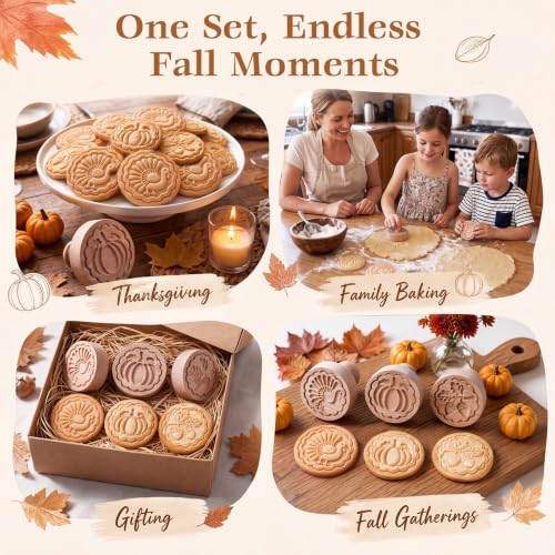 3 Set Thanksgiving Cookie Stamps, 2.5" Springerle Molds - style: Thanksgiving