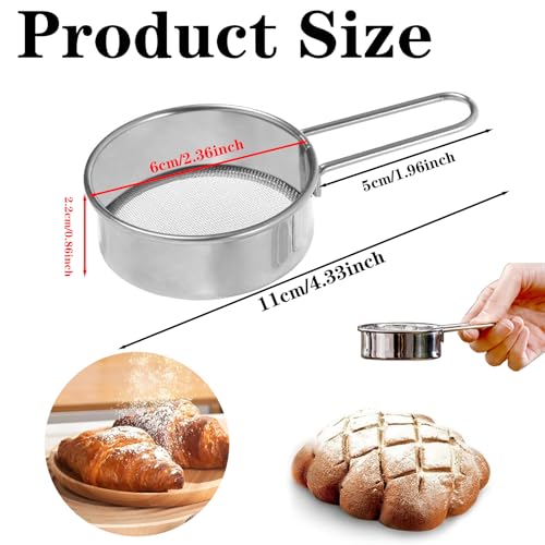 Mini Stainless Steel Flour Sifter 4.33" Fine Mesh Baking Sieve with Handle