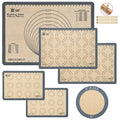GUANCI Silicone Baking Mat Set of 6, Includes 25"x17.5" Large, 2 Medium 16.5"x11.6", 2 Small 11.75"x8.25", 9" Round, All Mats 0.70mm Thick, Non-Stick Reusable Baking Mats for Pizza, Cookie, Bread - color: H-6Grey