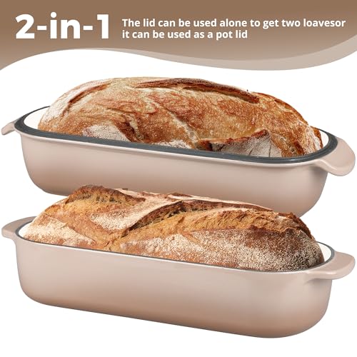 EDGING CASTING Enameled Cast Iron Loaf Pan with Lid, Bread pan, Dutch Oven Bread pan for Homemade Sourdough Bread Baking, 12.5x5.5 inch, 5qt, Mocha - color: Mocha