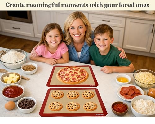 Silicone Baking Mats Set of 2, Half Sheet Nonstick Reusable Extra Thick Baking Sheet Liners for Cookies, Macarons, Bread, Pizza, Pastry, Red - color: Red, size: 16.5"L x 11.6"W