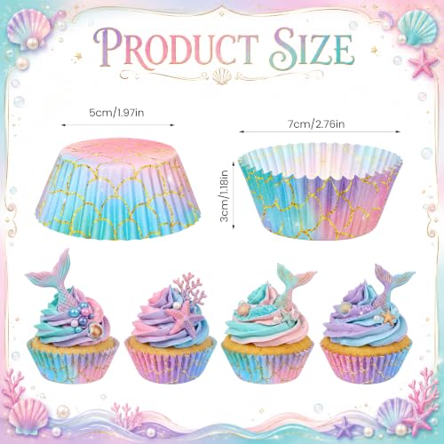 Mermaid Cupcake Liners 200 Pack Pastel Baking Cups Party Decor - style: Style B