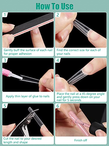 LIONVISON XL Square Nail Tips: 480PCS Extra Long NO C Curve Nails Tip