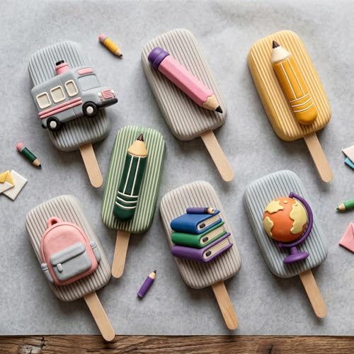 Mujiang Back to School Silicone Molds Book Backpack Fondant Mold Set Of 4 - color: Style D