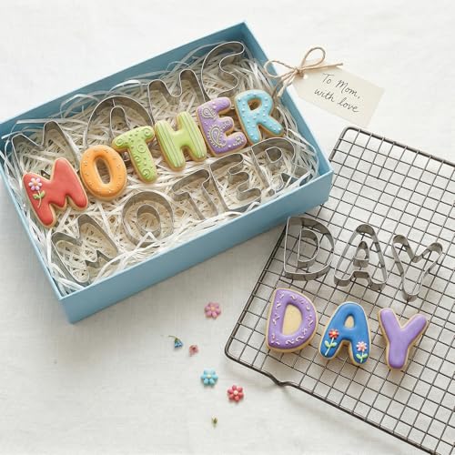 Alphabet Letters Cookie Cutters Set Large 3 Inch, 26 Pcs Stainless Steel DIY Cookie Cutter Set Baking Fondant Biscuit Fruit Dough Mold Tools for Birthday Christmas New Year Holiday Party Decorations