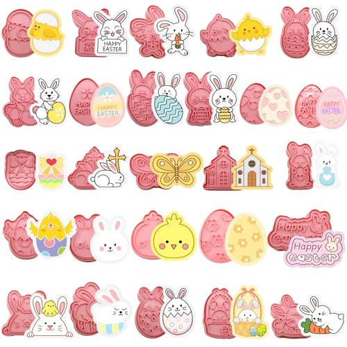26pcs Easter Cookie Cutters Stamps Biscuit Baking Tools Embossing Cookie Molds … - style: Easter