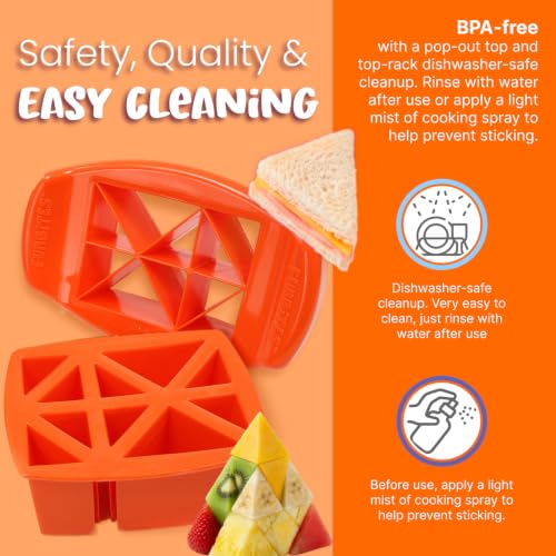 FunBites Sandwich Cutter for Kids Lunch, Crustless Bento 2-Pc Set, 1 Pack - color: Orange Triangles