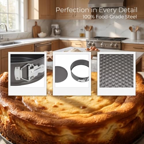 3Pcs Springform Cake Pan Set - Nonstick Round Carbon Steel Bakeware with Removable Bottom for Cheesecake Pizza Bread, Black(18+20+22cm) - size: 18+20+22cm