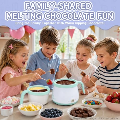 Party Desserts Candy and Chocolate Melting Pot with 2 Pots, Mini Electric Fondue Pot, Melts Candy Chocolate in a Couple of Minutes, Ideal for Cake Pops Cookies Cakes, 2.5 Cups, Aqua - color: Aqua