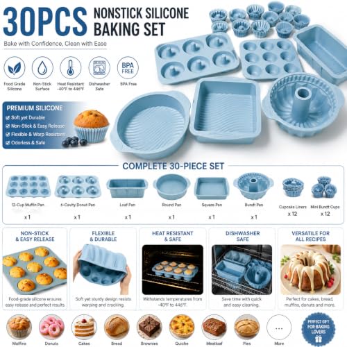 30PCS Nonstick Silicone Baking Set
