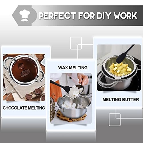 0.5QT Double Boiler Chocolate Melting with 1.5 QT 304 Stainless Steel Pot - size: 600ml+1600ml