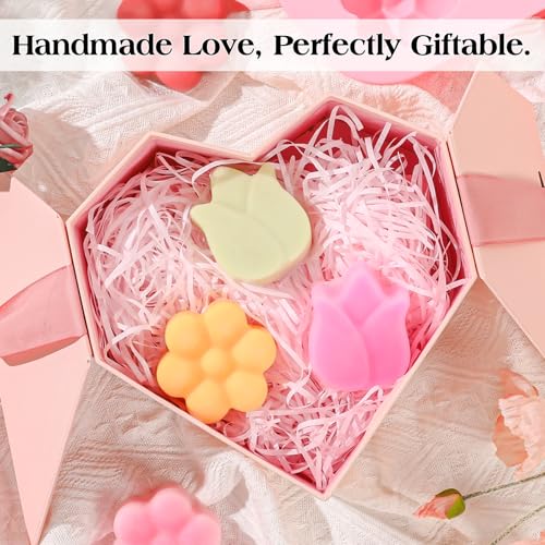 SJ Silicone Molds for Crafts, Tulip & Flower Resin Mold, 2 Pack 6 Cavity - color: Pink+Purple / 3 Flower Shape
