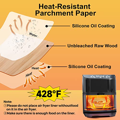 Air Fryer Liners Disposable, 100Pcs Parchment Paper 9IN Round for 8-10QT - size: 9"Round