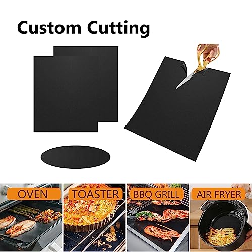 UBeesize 2 Pack Thickened Oven Liners for Bottom of Oven BPA & PFOA Free, Reusable 16x24 Inch Heavy Duty Non Stick Teflon Oven Mats, Fit Electric Gas Toaster Convection Microwave Ovens Grills - color: Black, size: 24"L x 16"W, style: 2 Pack