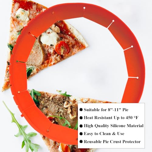 Adjustable Pie Crust Shields Baking Protectors, Silicone Cover Ring Fits 8-11.4 Inch Pies, Baking Pie Pizza Crust Shield Protector Cover for Edges (Red-1pcs) - color: Red-1pcs