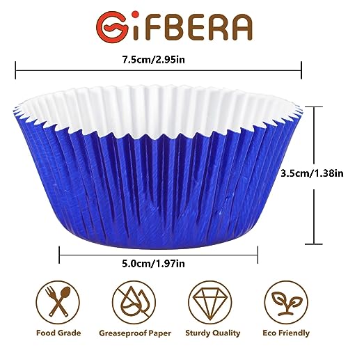 Gifbera Standard Navy Blue Foil Cupcake Liners Paper Baking Cups 200-Count - color: Navy Blue