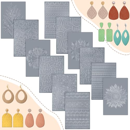 DoubleFill 12 Pcs Polymer Clay Texture Sheets Boho for Jewelry Making - style: Boho